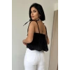 Siyah Bağcıklı Brode Bluz