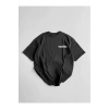 Baskılı Oversize Bisiklet Yaka T-shirt - Siyah