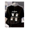 munn collection Baskılı Oversize Bisiklet Yaka T-shirt - Siyah