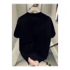 Baskılı Oversize Bisiklet Yaka T-shirt - Siyah