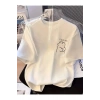 Baskılı Oversize Bisiklet Yaka T-shirt - Beyaz
