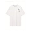 Baskılı Oversize Bisiklet Yaka T-shirt - Beyaz