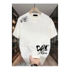 Baskılı Oversize Bisiklet Yaka T-shirt - Beyaz