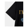 Baskılı Oversize Bisiklet Yaka T-shirt - Siyah