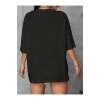 mrpurple Baskılı Oversize Bisiklet Yaka T-shirt - Siyah