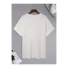 Baskılı Oversize Bisiklet Yaka T-shirt - Beyaz