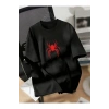 Leyaa Baskılı Oversize Bisiklet Yaka T-shirt - Siyah