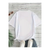 munn collection Baskılı Oversize Bisiklet Yaka T-shirt - Beyaz