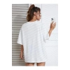 Baskılı Oversize Bisiklet Yaka T-shirt - Beyaz