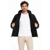 Erkek Su Geçirmez Softshell İçi Polar Astarlı Çıkarılabilir Kapüşonlu 4 Cepli Mont Ceket - Siyah