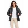 Su Geçirmez Softshell İçi Polar Astarlı Çıkarılabilir Kapüşonlu 4 Cepli Mont Ceket - Füme