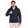 Erkek Su Geçirmez Softshell İçi Polar Astarlı Çıkarılabilir Kapüşonlu 4 Cepli Mont Ceket - Lacivert