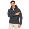 Erkek Su Geçirmez Softshell İçi Polar Astarlı Çıkarılabilir Kapüşonlu 4 Cepli Mont Ceket - Füme