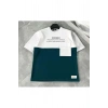 Unisex Torba Cep Detaylı Parçalı T-Shirt - Lacivert