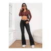 Kadın Yüksek Bel Cepli İspanyol Paçalı Kot Jeans Pantolon