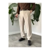 Erkek Beli Lastikli Pileli Rahat Kesim Kumaş Pantolon