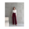 EN-BOY LİKRALI ÇİFT DÜĞMELİ VE KEMERLİ PALAZZO PANTOLON