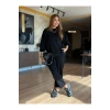 Kadın Uzun Kollu Bisiklet Yaka Viskon Iki Iplik Bluz Ve Pantolon Ikili Takım