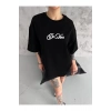 Unisex Baskılı Oversize T-Shirt - Siyah