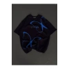 Unisex Bisiklet Yaka Baskılı Oversize T-Shirt - Siyah