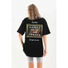 Unisex Baskılı Oversize T-Shirt - Siyah