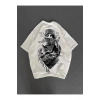Unisex Baskılı Oversize T-Shirt - Beyaz