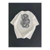 Baskılı Oversize Bisiklet Yaka T-shirt - Beyaz