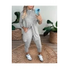 Kadın Uzun Kollu Balıkçı Yaka önden Düğmeli Bluz Ve Pantolon Yumoş Ikili Takım
