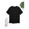 Baskılı Oversize Bisiklet Yaka T-shirt - Siyah