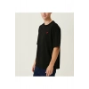 Unisex Bisiklet Yaka Baskılı Oversize T-Shirt - Siyah