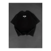 Baskılı Oversize Bisiklet Yaka T-shirt - Siyah
