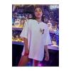 Unisex Baskılı Oversize T-Shirt - Beyaz