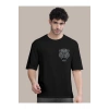 Erkek Baskılı Oversize T-shirt - Siyah