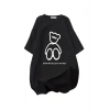 Baskılı Oversize Bisiklet Yaka T-shirt - Siyah