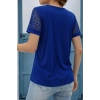 Kadın Kısa Kollu V Yakalı Dantel Detaylı Viskon Bluz