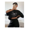 Baskılı Oversize T-shirt - Siyah