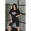 Unisex Baskılı Oversize T-Shirt - Siyah
