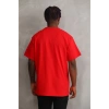 Unisex Baskılı Oversize T-Shirt - Kırmızı