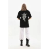 Unisex Baskılı Oversize T-Shirt - Siyah