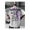 Baskılı Oversize Bisiklet Yaka T-shirt - Beyaz