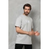 Unisex Bisiklet Yaka Baskılı Oversize T-Shirt - Gri