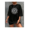 Bisiklet Yaka Baskılı T-shirt - Siyah