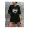 Bisiklet Yaka Baskılı T-shirt - Siyah