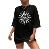 Bisiklet Yaka Baskılı T-shirt - Siyah