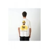 Unisex Bisiklet Yaka Baskılı Oversize T-Shirt - Beyaz