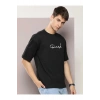 Erkek Baskılı Oversize T-shirt - Siyah