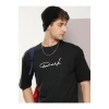 Erkek Baskılı Oversize T-shirt - Siyah