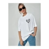 Unisex Baskılı Oversize T-Shirt - Beyaz
