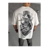 Unisex Baskılı Oversize T-Shirt - Beyaz