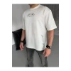 Unisex Baskılı Oversize T-Shirt - Beyaz